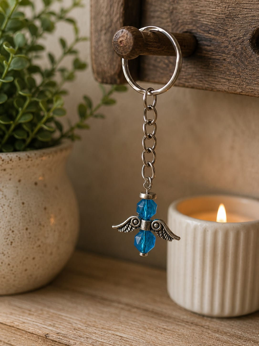 Teal Angel Keyring.