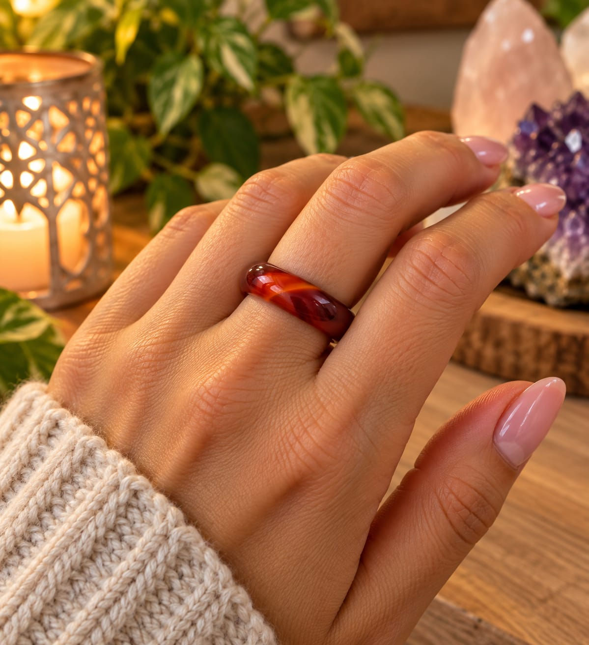 Carnelian Crystal Ring Size S (9).