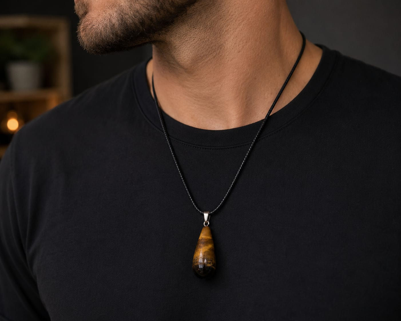 Tigers Eye Drop Necklace.