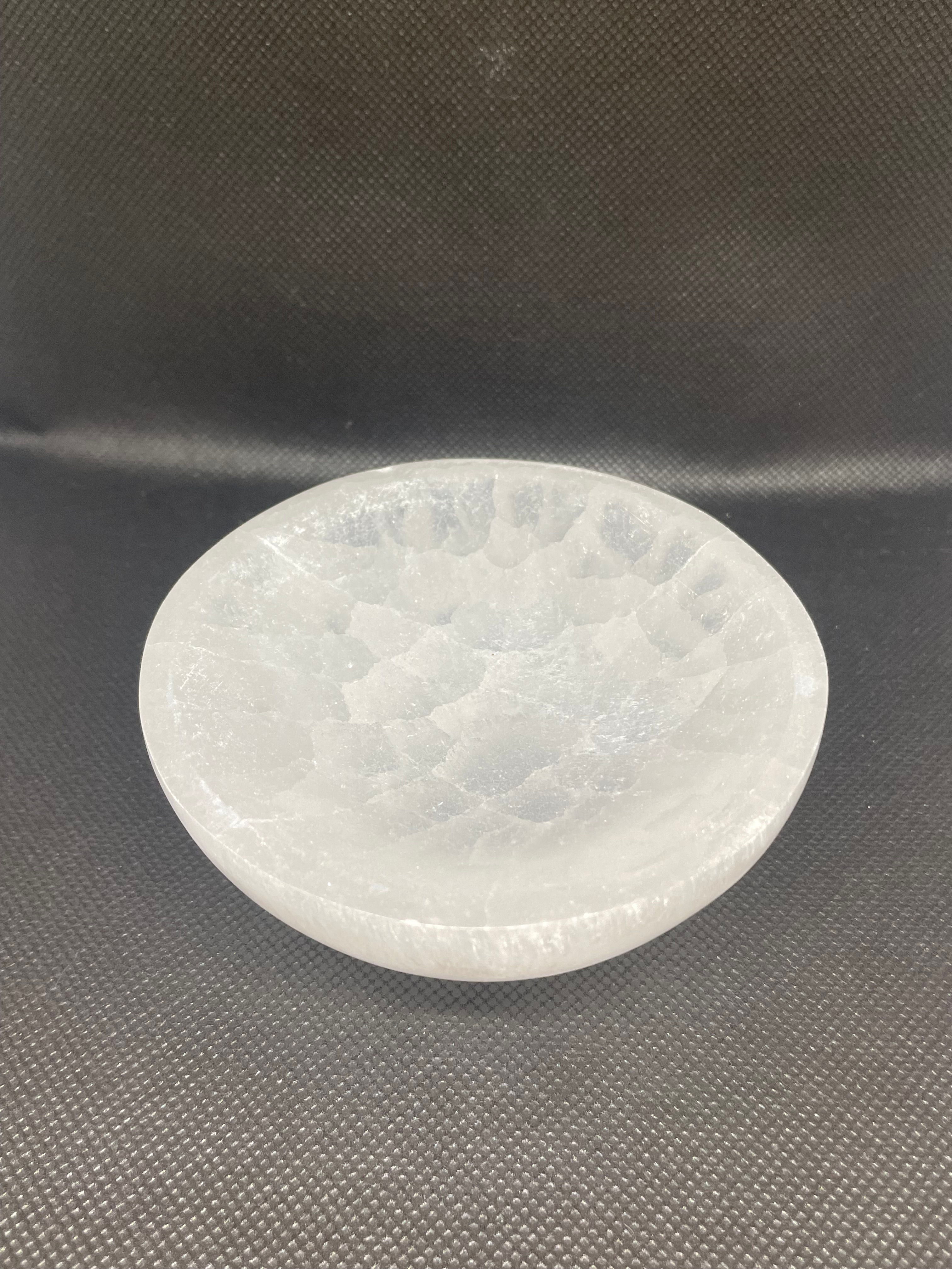 Selenite Round Bowl. Trinket Dish.