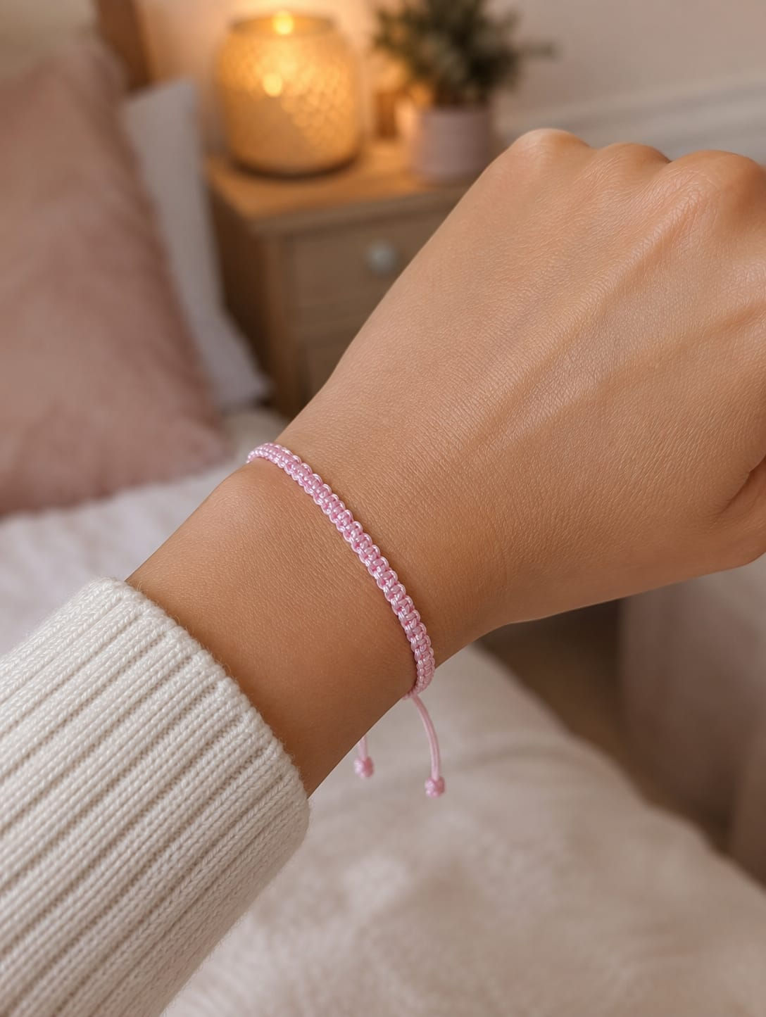 Pink Macrame Adjustable Bracelet.