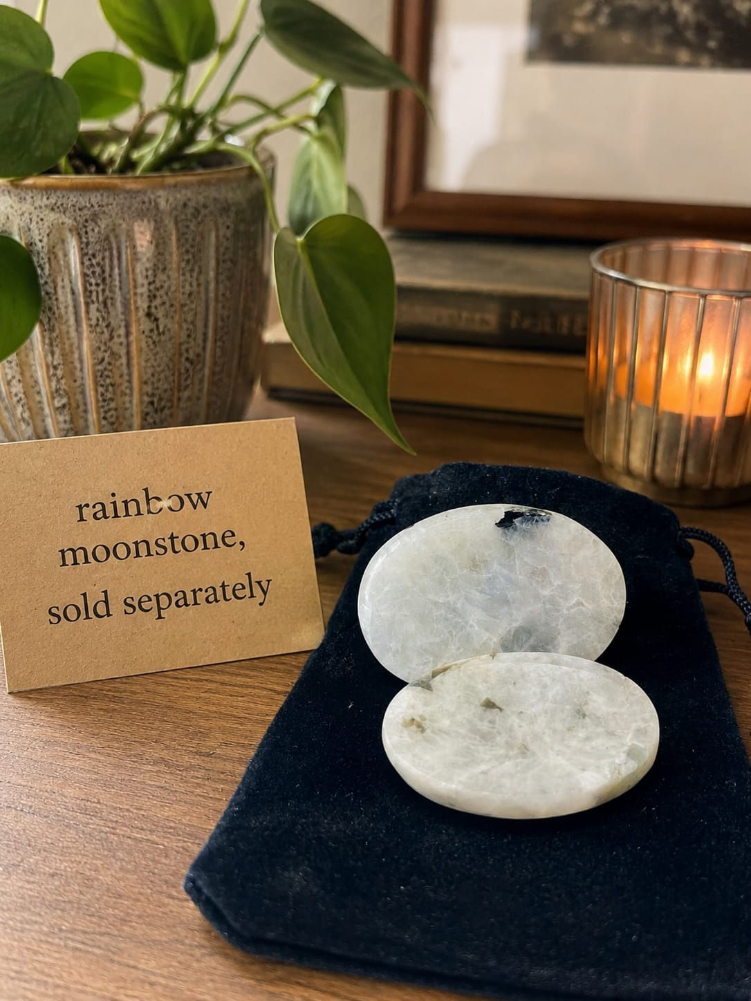Rainbow Moonstone Worry Stone.