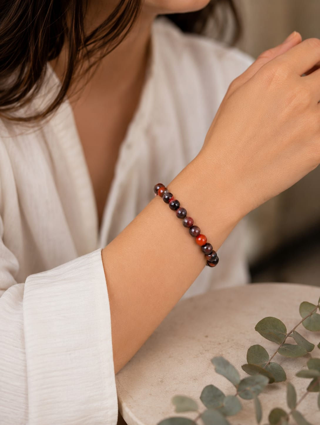 Red And Black Agate Bracelet.