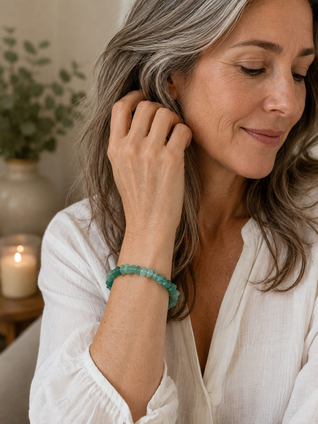 Green Aventurine Chip Bracelet.