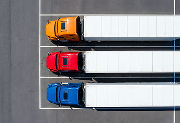 Tractor trailers in designated commercial truck parking spaces in McCook, Illinois