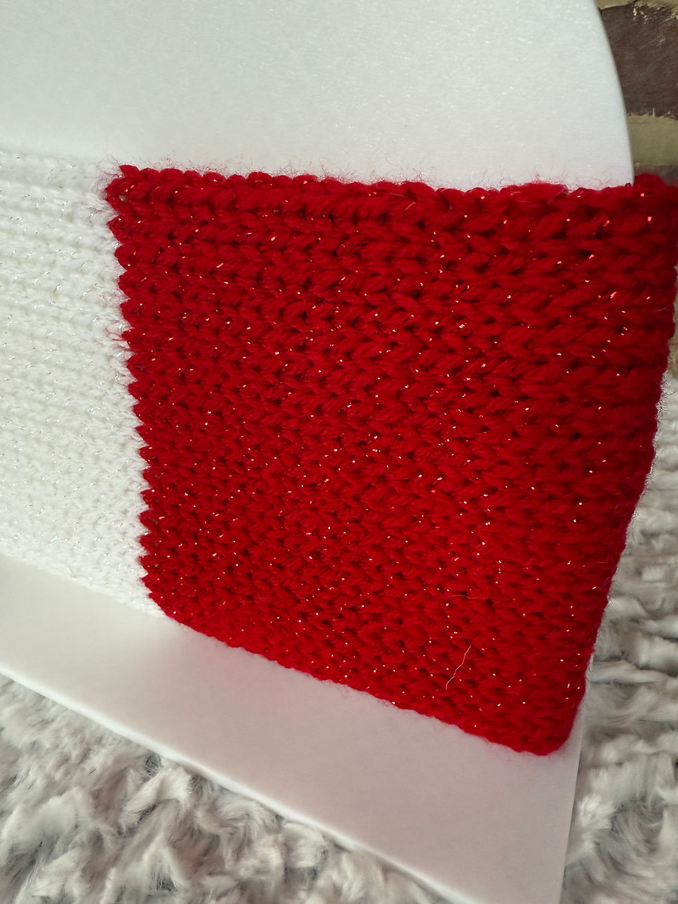 Thumbnail: Red and White Sparkle Ear Warmer