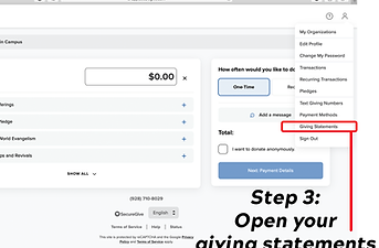 SecureGive guide step 3