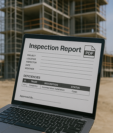 Digital QA inspection checklist displayed on tablet for site compliance