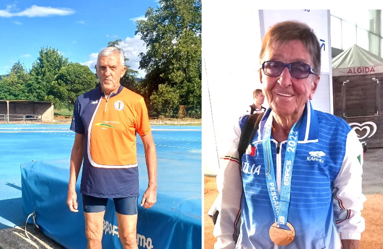 Nelle foto, Antonio Baroncelli e Remo Marchioni con medaglia europea al collo.