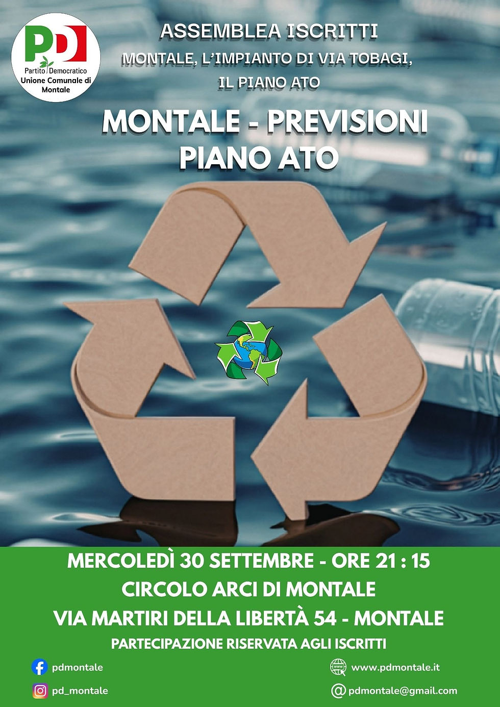 montale. IL PD CONVOCA GLI ISCRITTI: AL CENTRO IL PIANO ATO E IL FUTURO DELL'IMPIANTO DI VIA TOBAGI