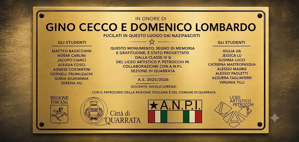 quarrata. LA MEMORIA DELLA RESISTENZA NELLE MANI DEI GIOVANI, SI INAUGURA IL MONUMENTO AI PATRIOTI CECCO E LOMBARDO