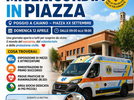 "MISERICORDIA IN PIAZZA", APPUNTAMENTO DOMENICA 12 APRILE A POGGIO A CAIANO