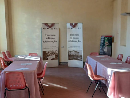 TURISTE AMERICANE IN VISITA AL LABORATORIO DI RICAMO A MODANO: VILLA LA MAGIA APRE LE SUE PORTE ALLA TRADIZIONE QUARRATINA