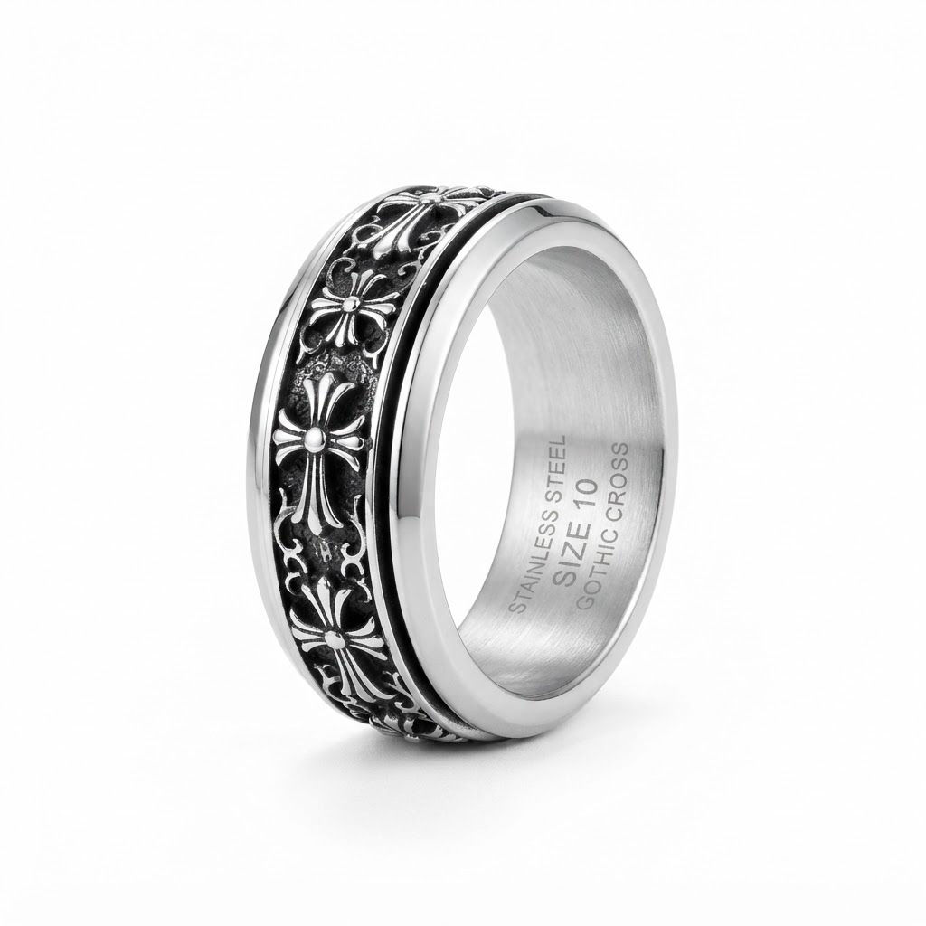 Gothic Cross Spinner Ring