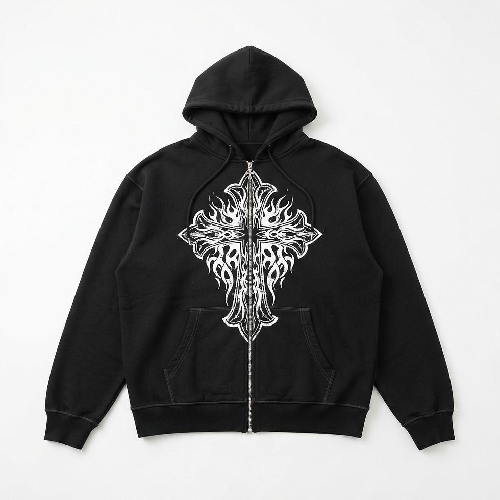 Y2K Gothic Cross Zip-Up Hoodie