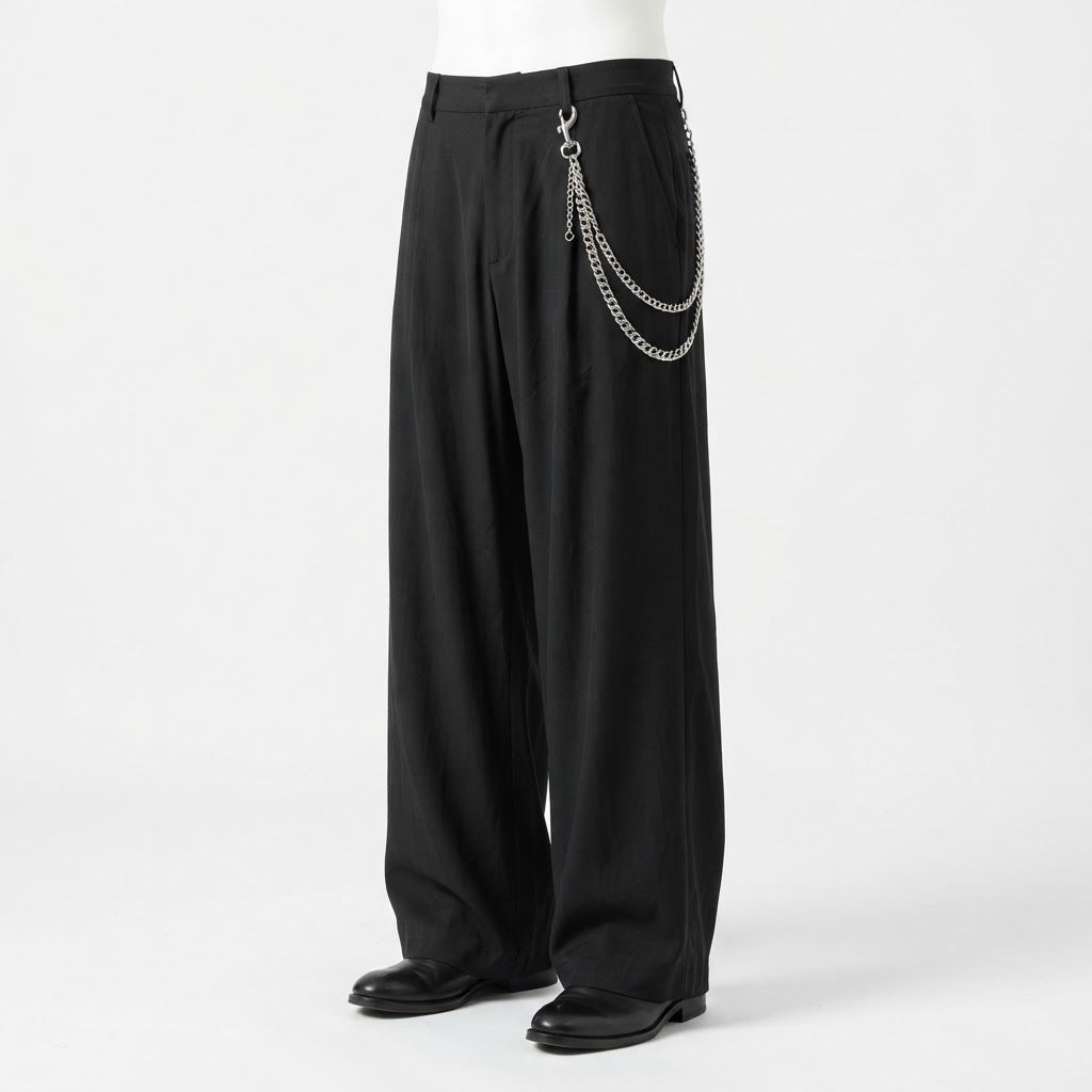 The Black Wide Leg Chain Pants