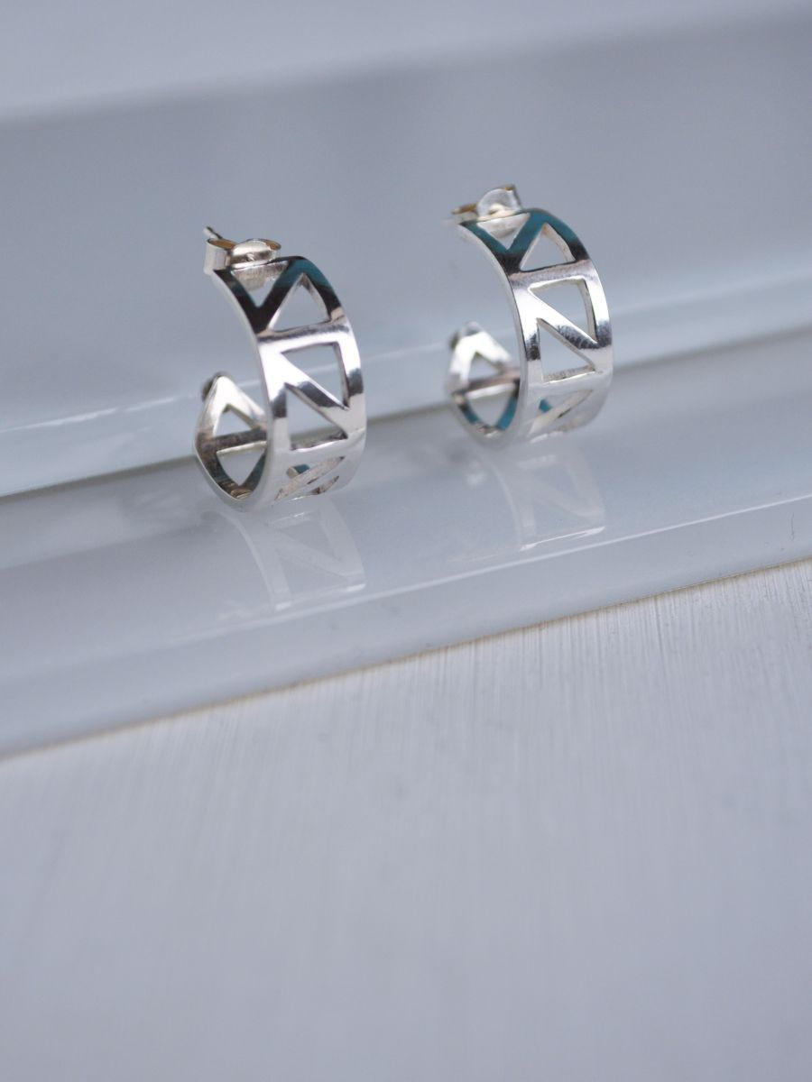 Thumbnail: recycled silver small hoop earrings