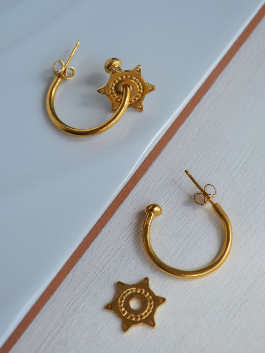 Thumbnail: vintage gold hoop earrings