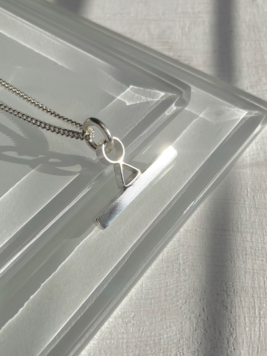 Thumbnail: silver minimal T bar necklace