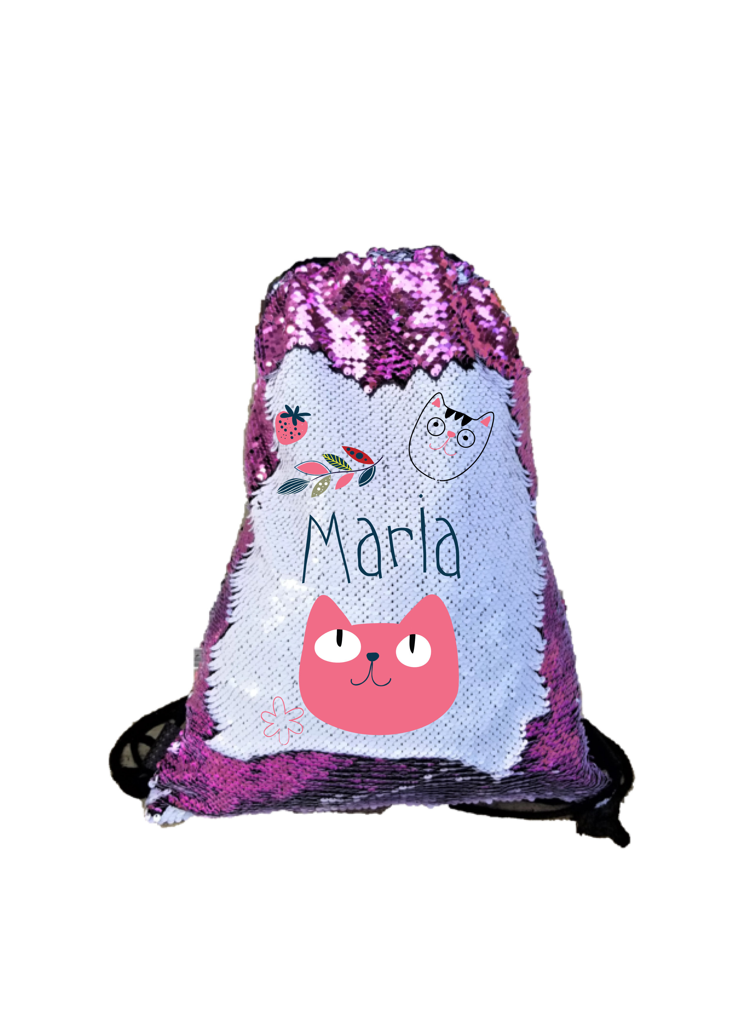 personalised sequin drawstring bag