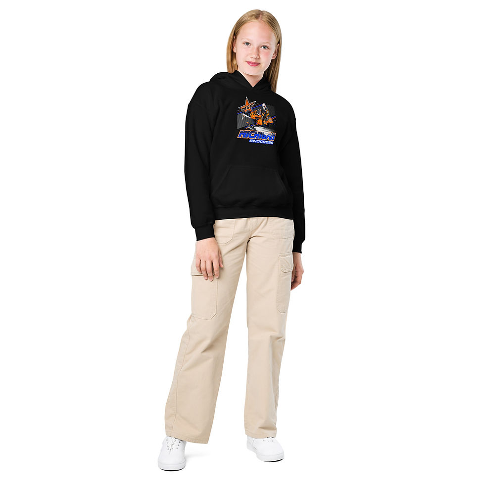 Thumbnail: Michigan Snocross Youth heavy blend hoodie - Front 