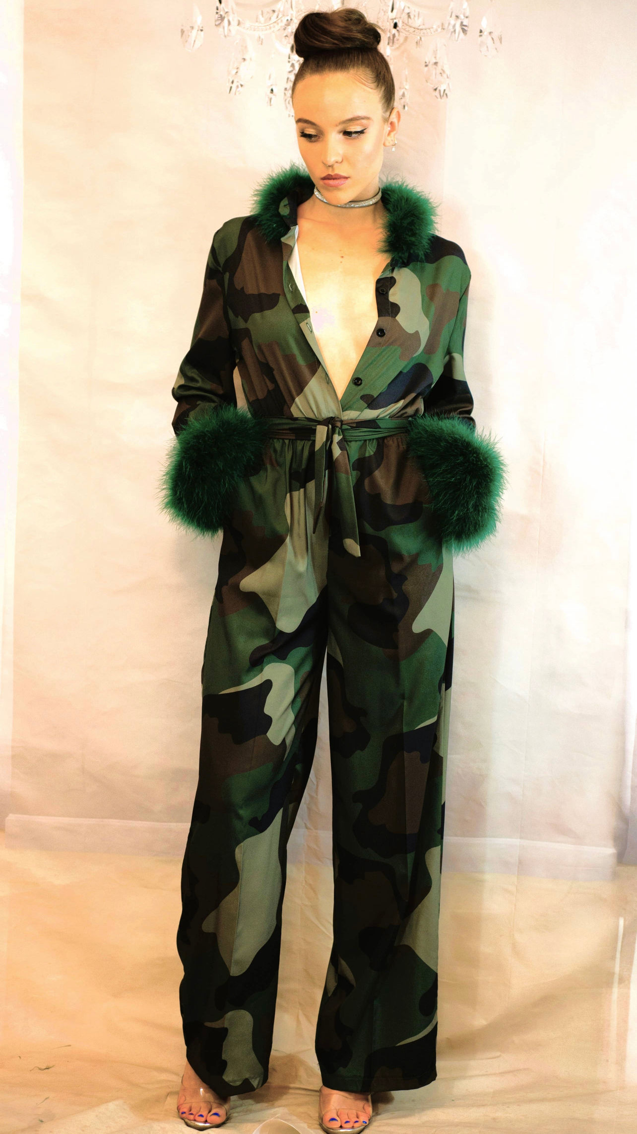 Marabou Feather Cameo Jumpsuit 