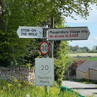 Walking path and directional signs.
