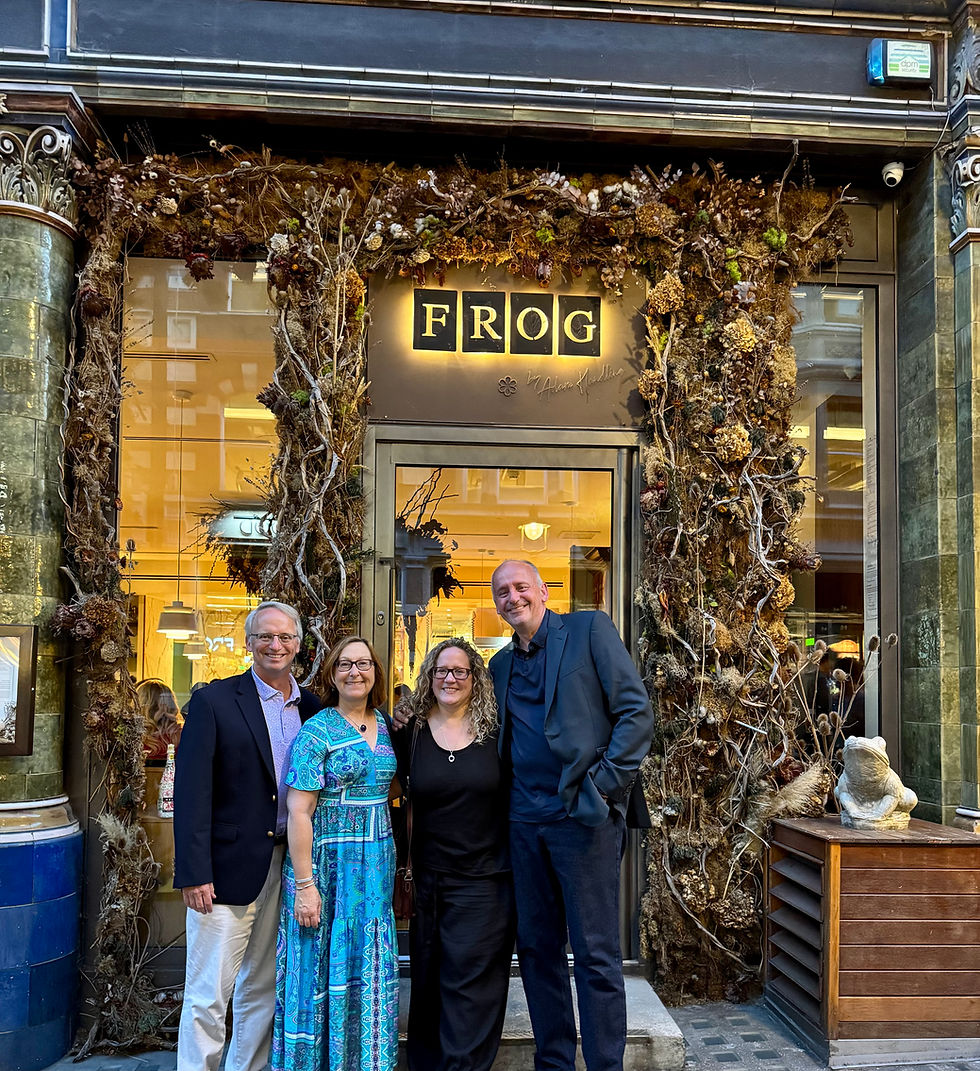 Dining at the Frog with our friends Claire and Neil.