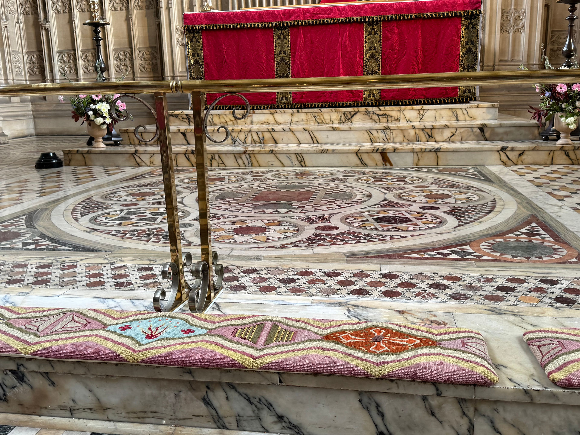 Note the intricate flooring at the altar.