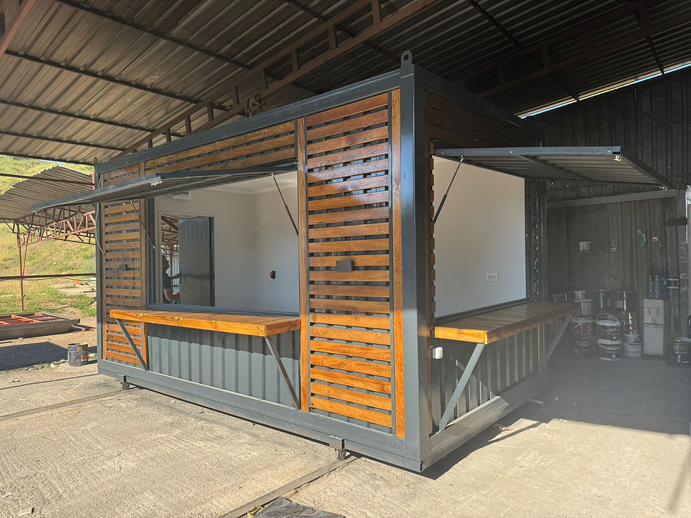 Taşınabilir kafe büfe konteyner – Modern tasarım ve şık kullanım alanı.