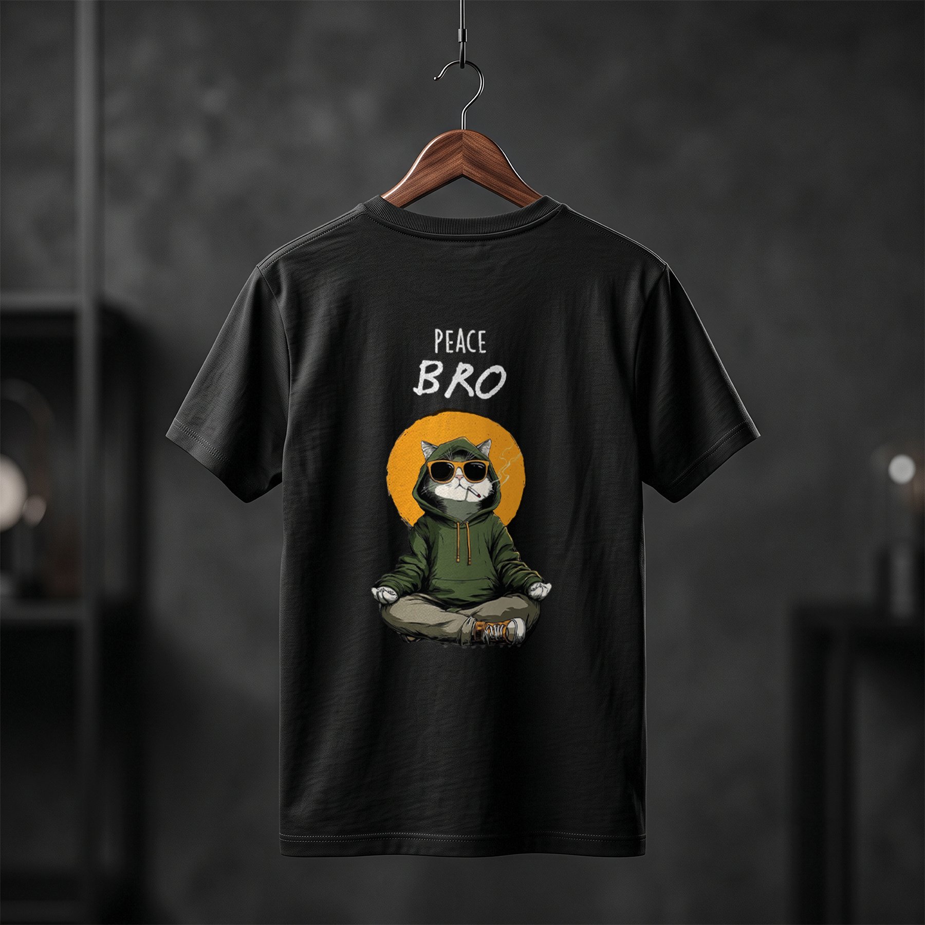 Peace Bro Cat Graphic T-Shirt