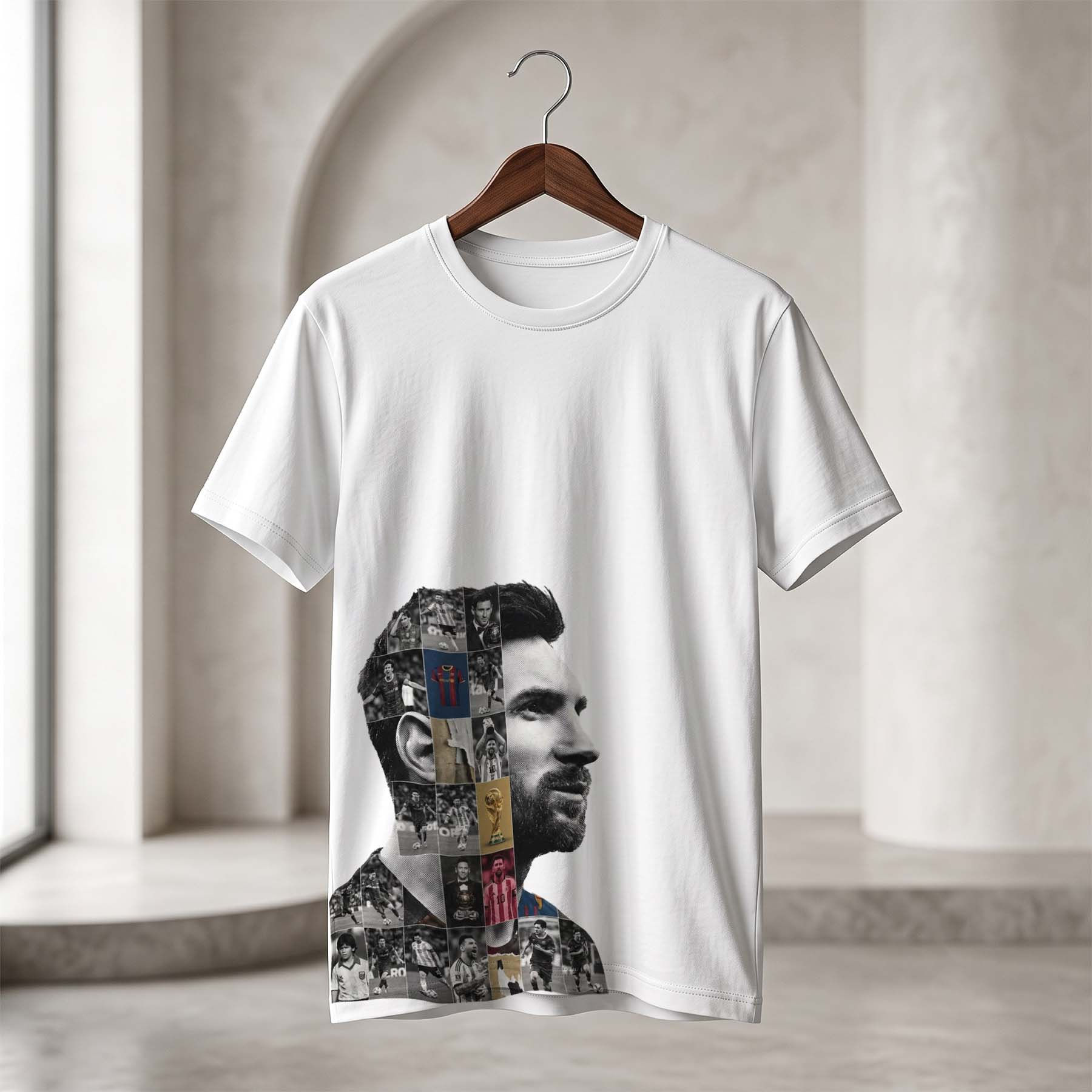 Messi Legacy Collage Graphic T-Shirt – Premium Cotton | Football Icon