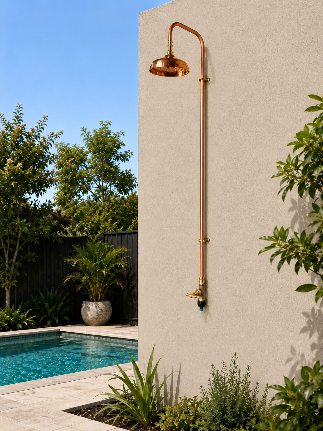 EW - Cold Water Copper Outdoor Shower Kit with Shower Head – Hann Designs