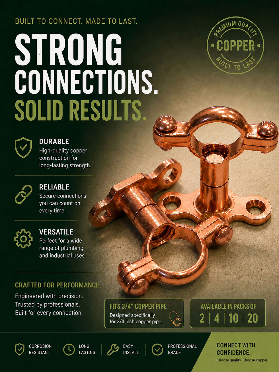 Thumbnail: LW - Copper Pipe Clips for Outdoor Showers & Exposed Plumbing – Hann Designs