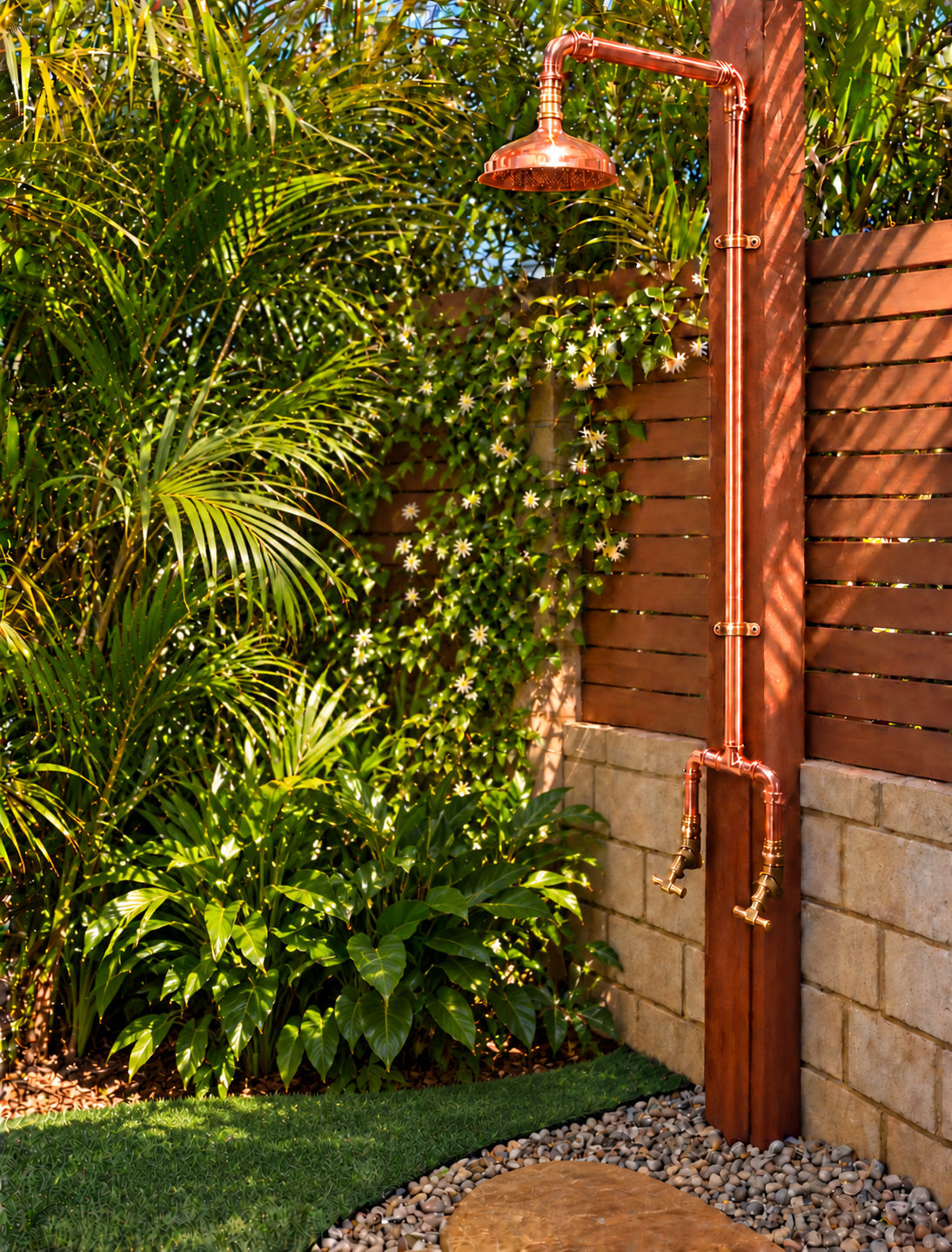 Slimline Hot & Cold Copper Outdoor Shower Combo