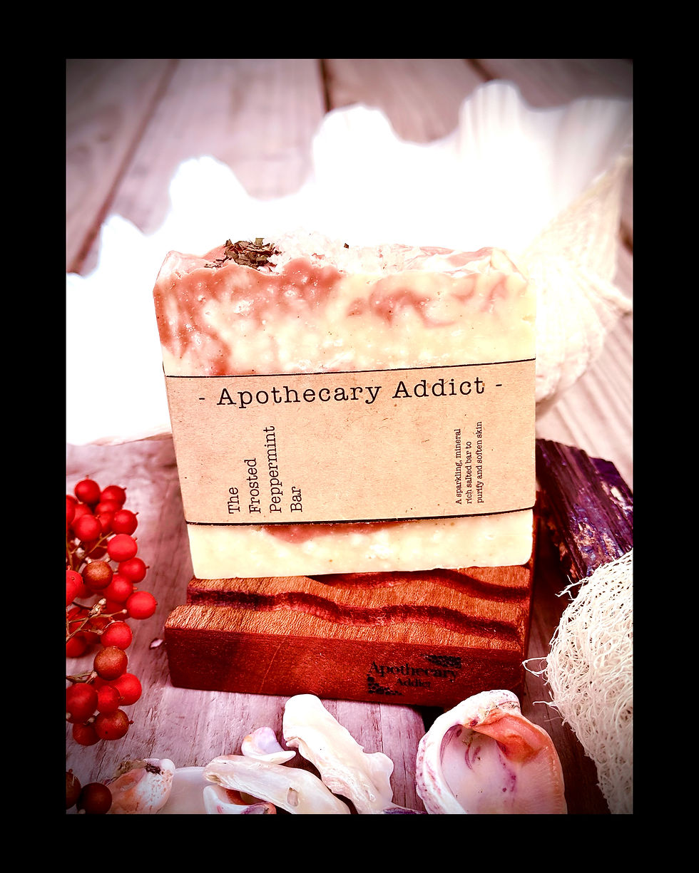 Thumbnail: Mahogany wooden soap dish holding Peppermint Salt soap