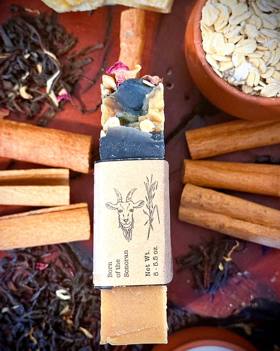 Thumbnail: Side view of Oolong Chai Spice Goat N’ Oat Bar showing handcrafted shape and texture