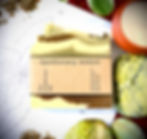 The Peppermint Premium Soap Bar labeled, handmade peppermint soap with green botanical colors, artisan cold process soap