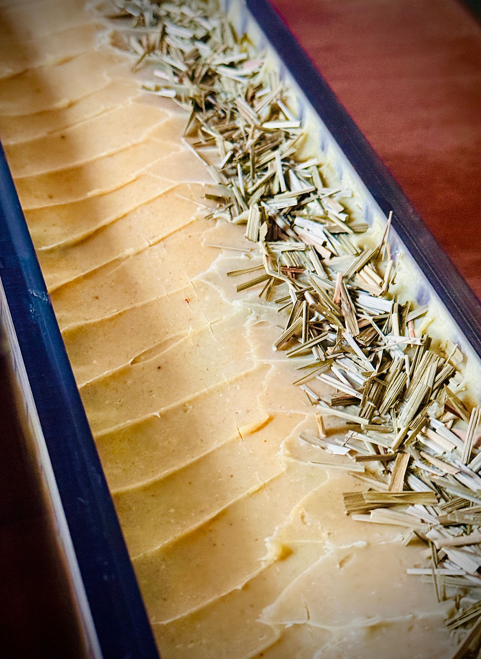 Thumbnail: Lemongrass Premium Soap Bar in mold before cutting, handmade cold process soap with natural colorants and botanicals