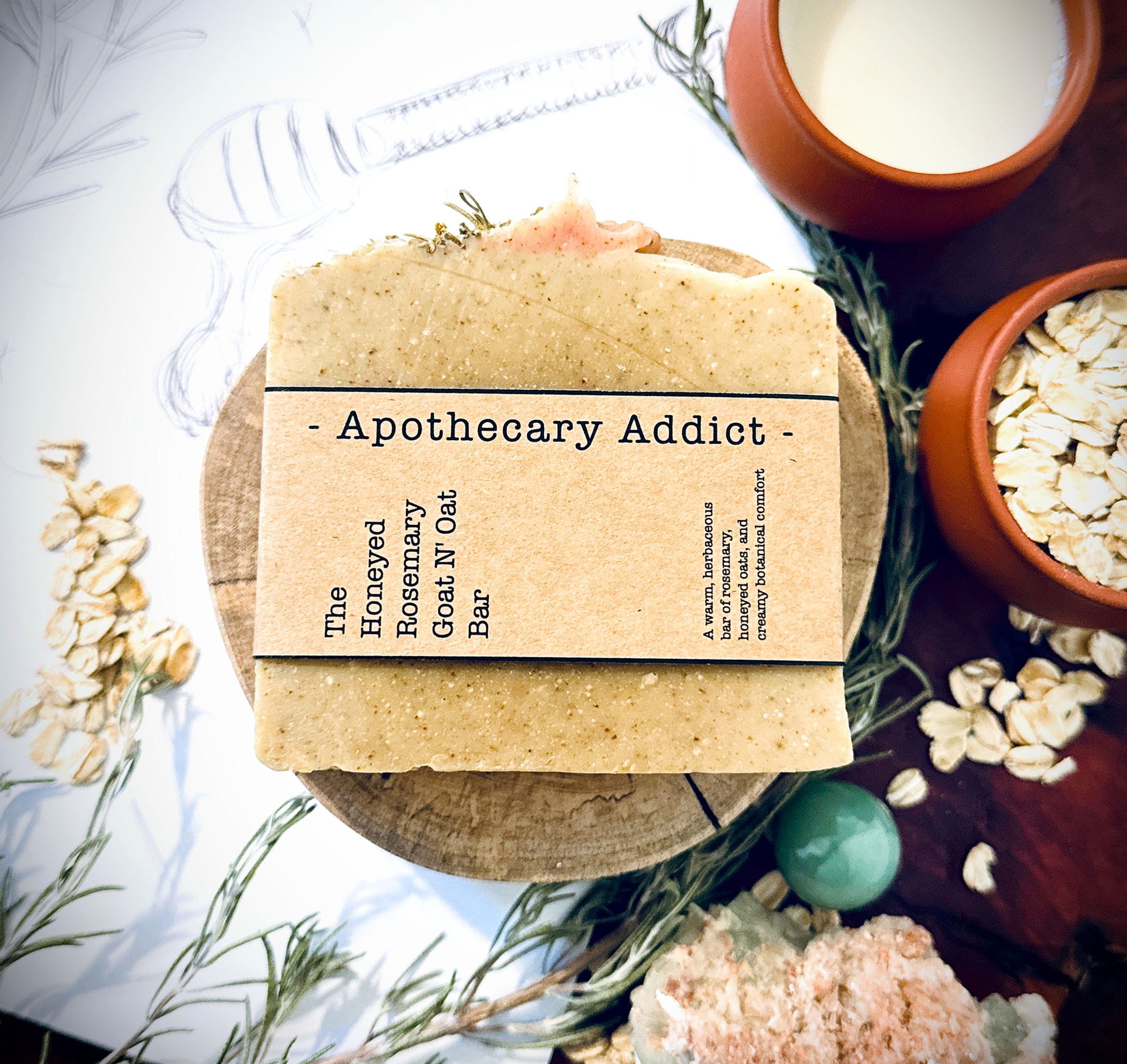 *NEW* The Honeyed Rosemary Goat N’ Oat Soap Bar (PREMIUM BAR)