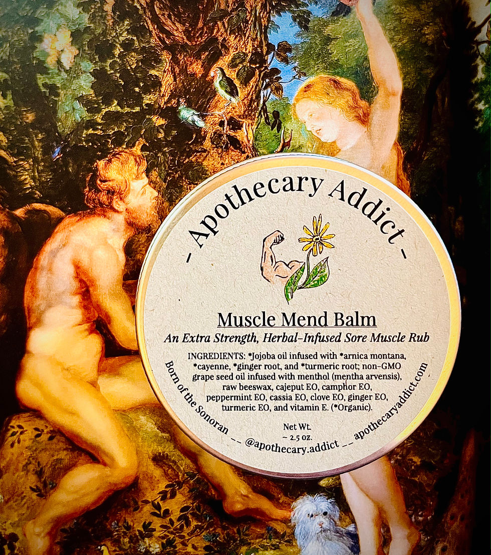 Thumbnail: Muscle Mend Balm closed tin photographed with warm lighting and handmade aesthetic
