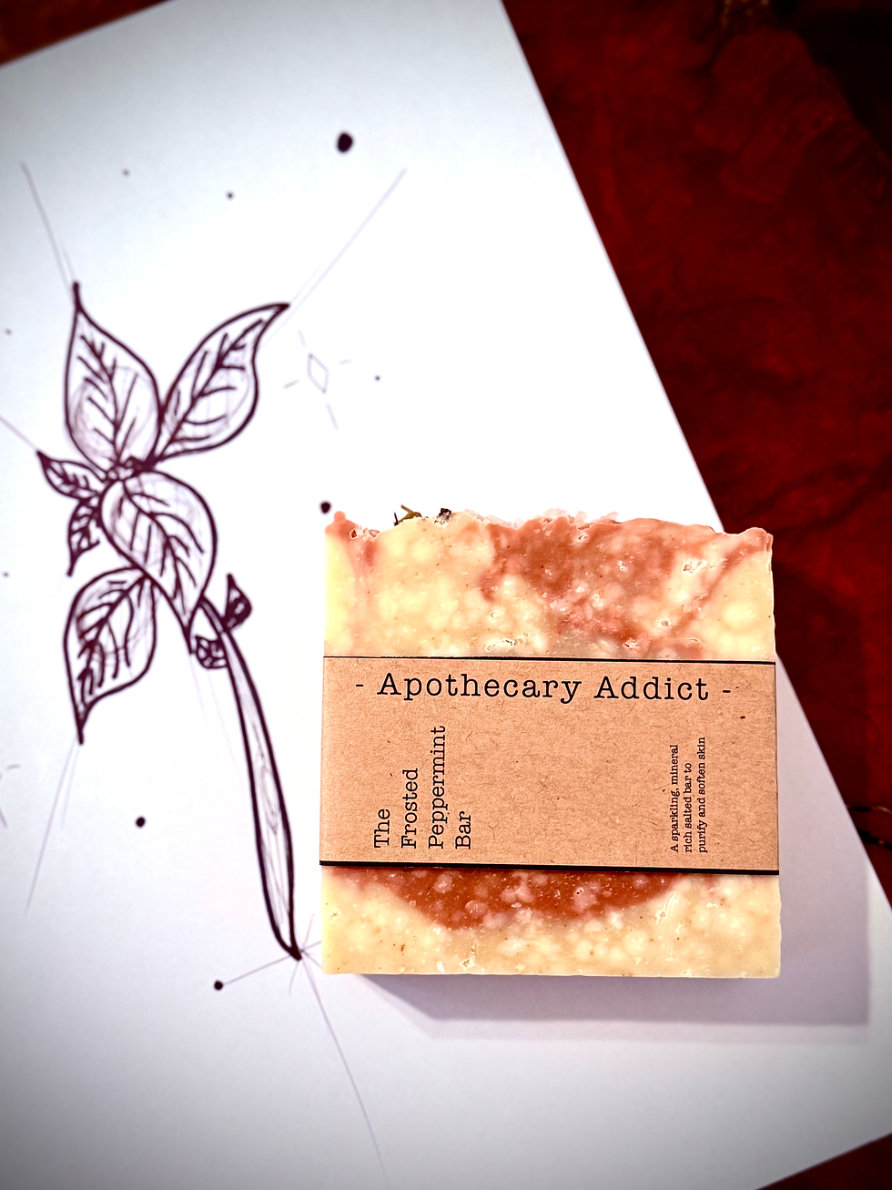 Thumbnail: Handcrafted Peppermint Soap Bar with winter color palette and frosted sheen