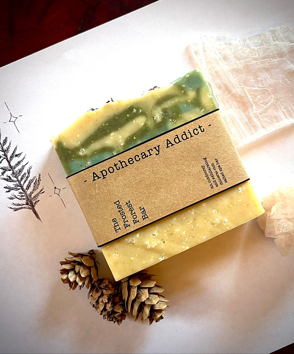 Thumbnail: Artisan Frosted Forest Bar soap displaying contrast of tones with winter backdrop