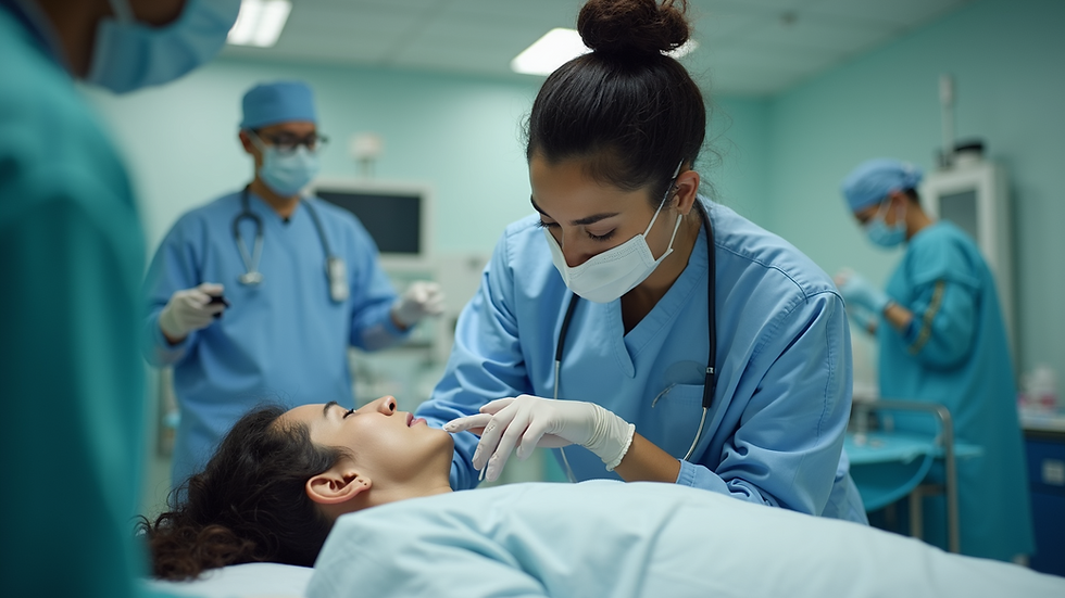 Eye-level view of a nurse providing personalized care to a patient