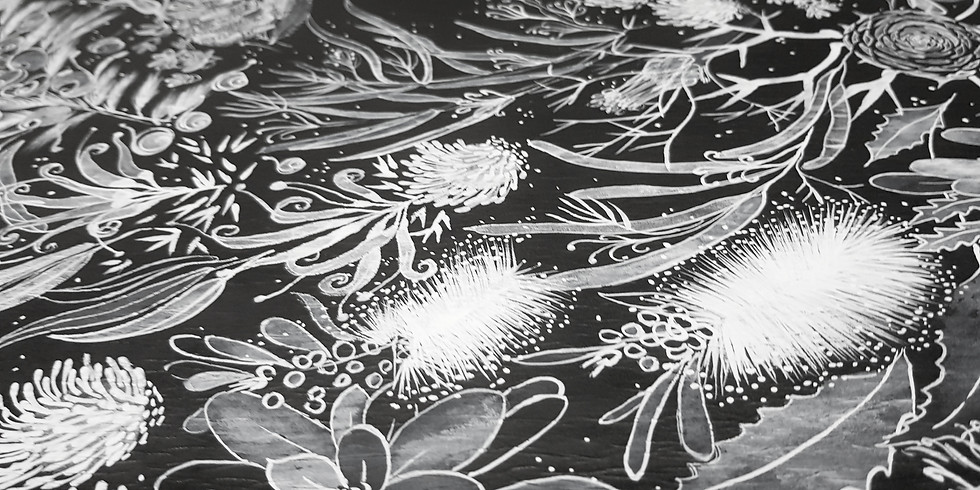 Floral, ink, stamping and collage workshop with Wonthaggi Artspace