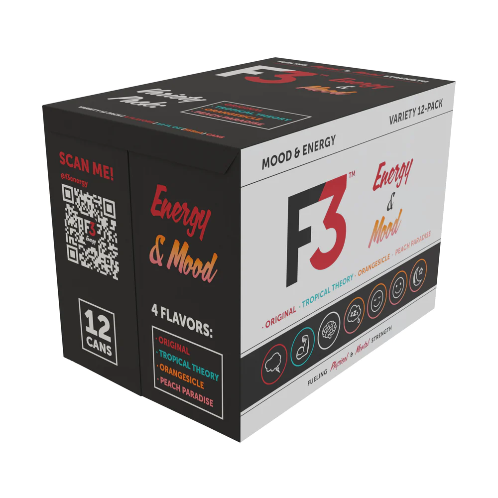F3 Energy Drink Packaging Design Branding Logo