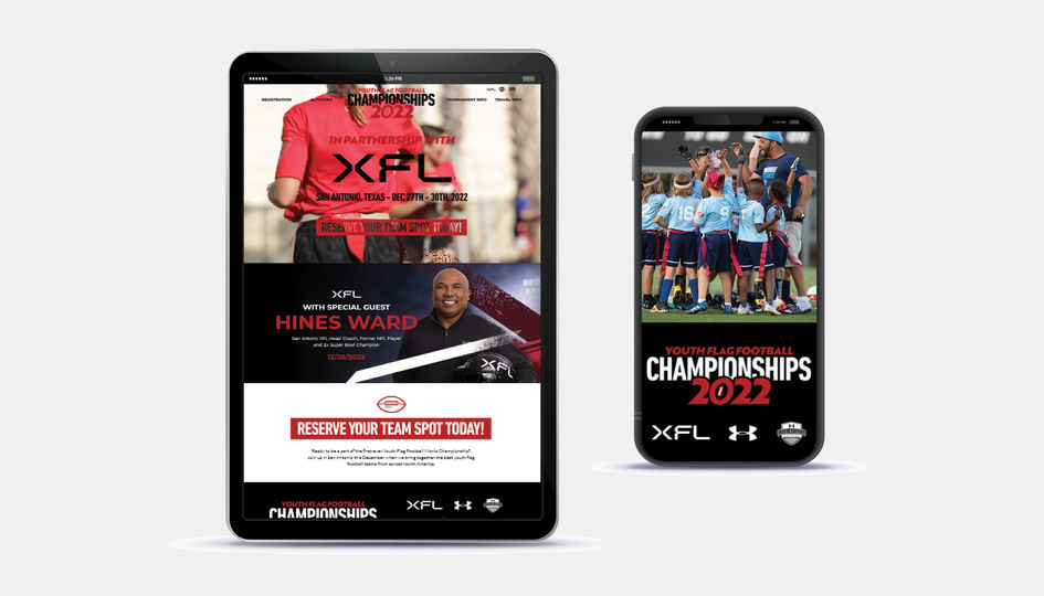 Under Armour XFL Youth Flag Championships Custom Website Branding Logo Design