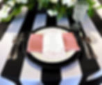 thick black and white cabana stripe satin tablecloth linen rentals detroit lansing grand rapids flint ann arbor birmingham