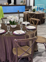 tablescape design and decor velvet linen pink charger plates cross back farm chair sponsor dinner keurig dr pepper sponsorship