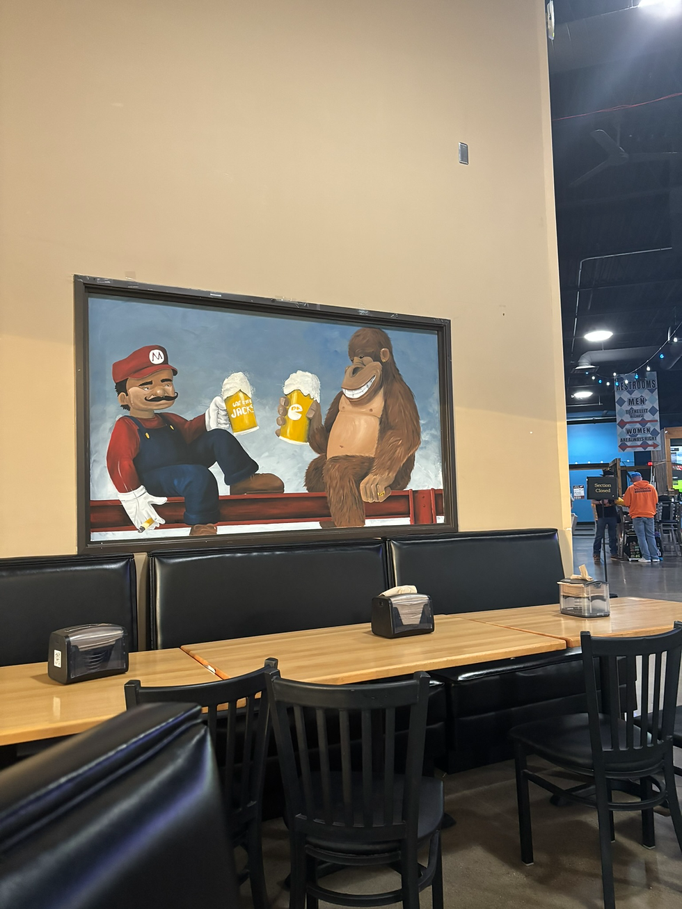 They do have a mural of Mario and Donkey Kong having a drink, so theres that.